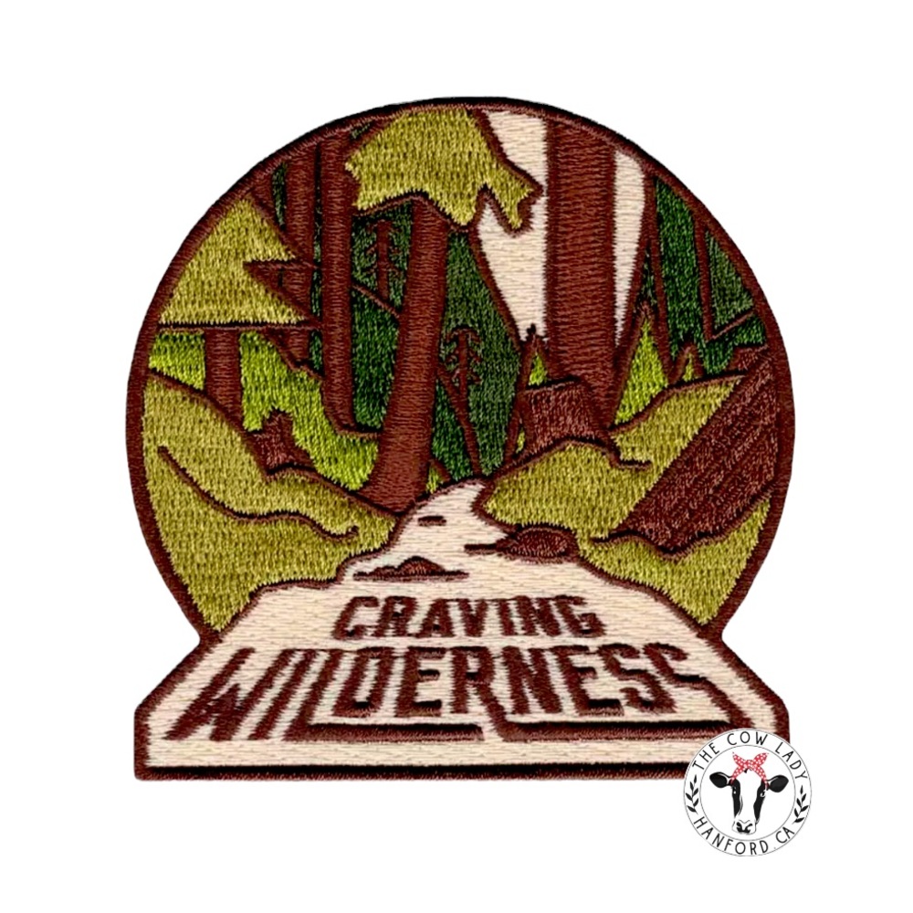 Craving Wilderness Iron On Patch Mountains Hiking Fishing Outdoors Embroidered